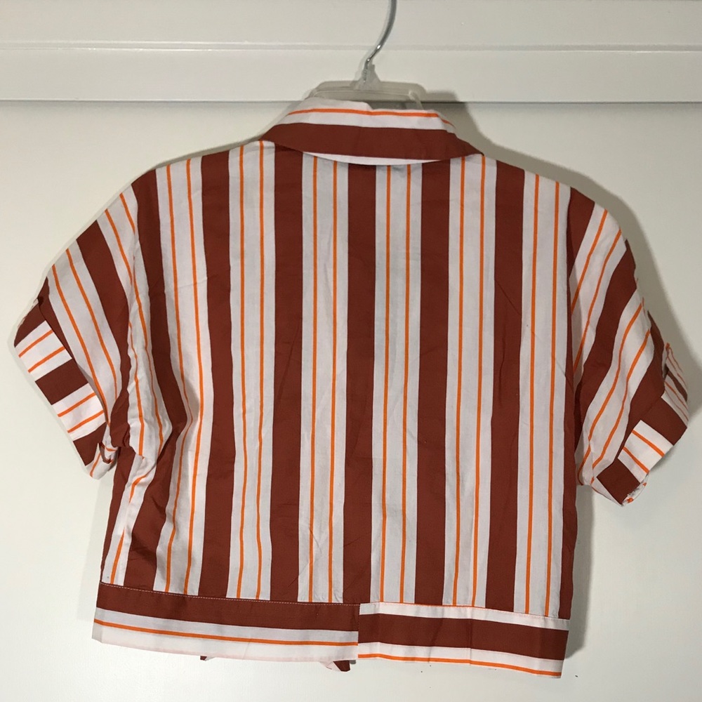 Striped Crop Button-Up - Picture 2 of 2